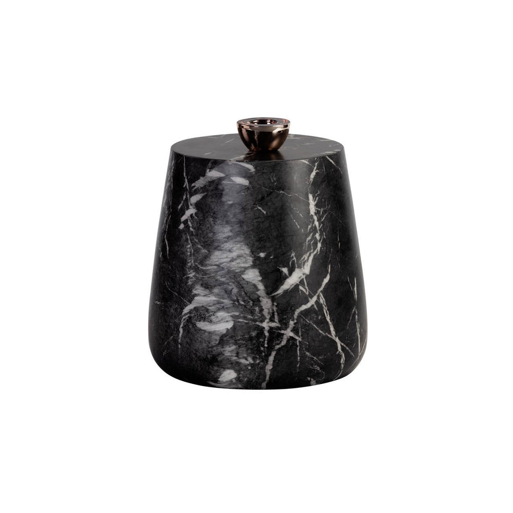 Aries End Table - Marble Look - Black
