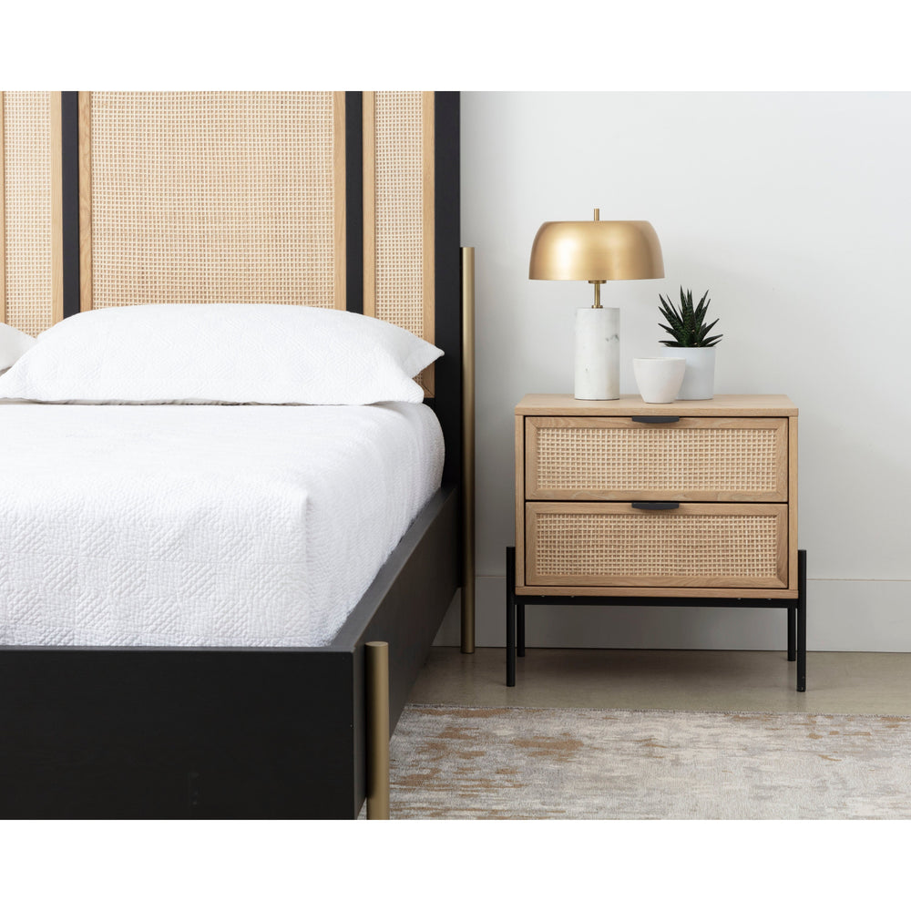 Avida Nightstand - Black - Rustic Oak/Natural