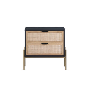 Avida Nightstand - Gold - Black/Natural