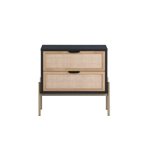 Avida Nightstand - Gold - Black/Natural