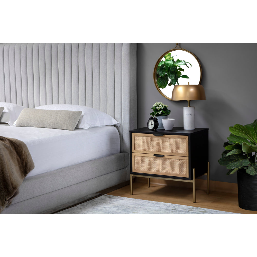 Avida Nightstand - Gold - Black/Natural