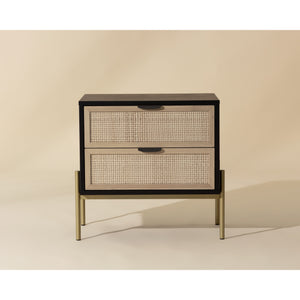 Avida Nightstand - Gold - Black/Natural