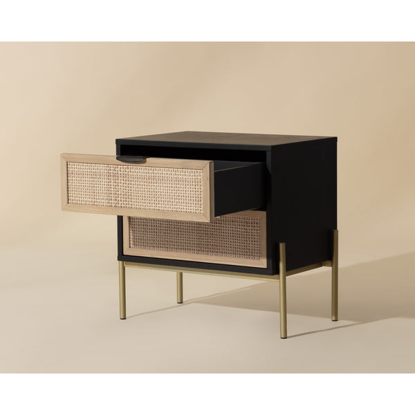 Avida Nightstand - Gold - Black/Natural