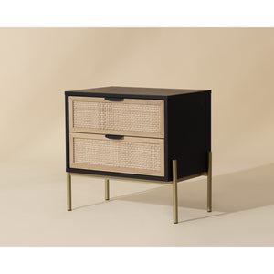 Avida Nightstand - Gold - Black/Natural