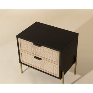 Avida Nightstand - Gold - Black/Natural