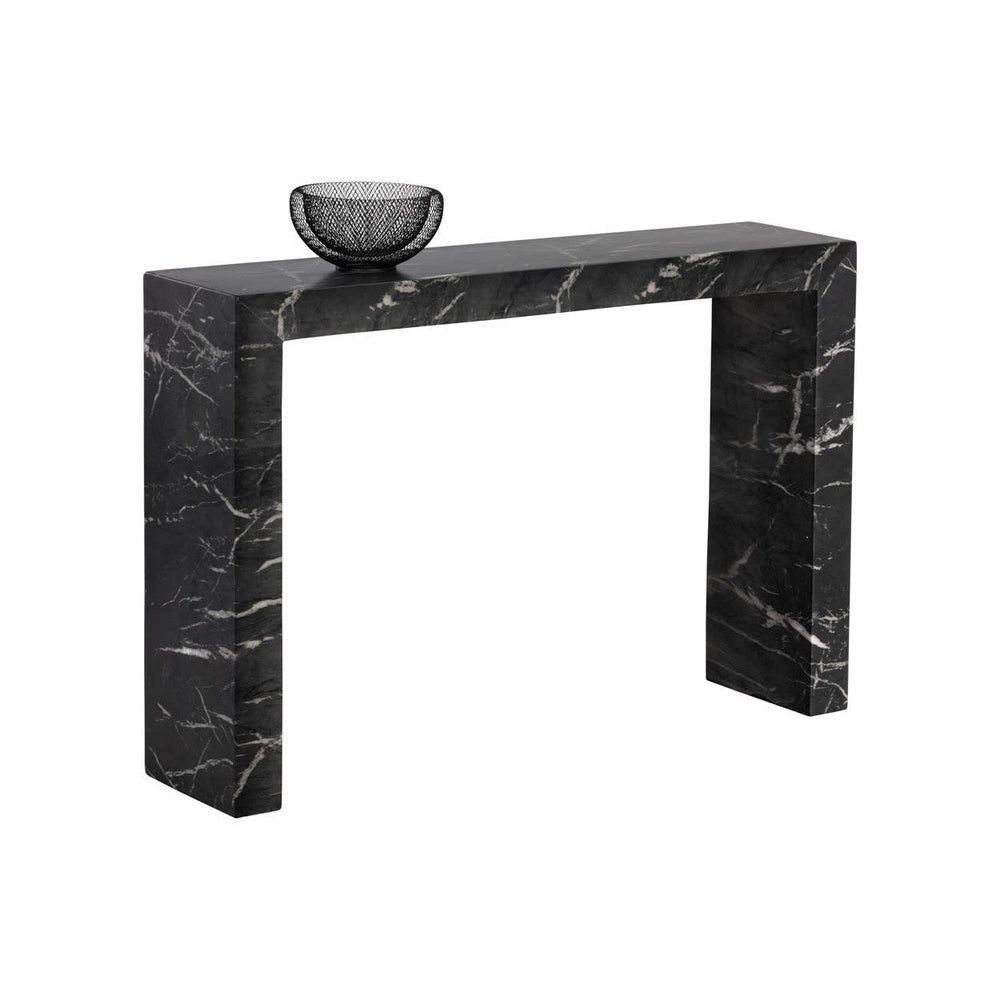 Axle Console Table - Marble Look - Black