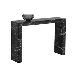 Axle Console Table - Marble Look - Black