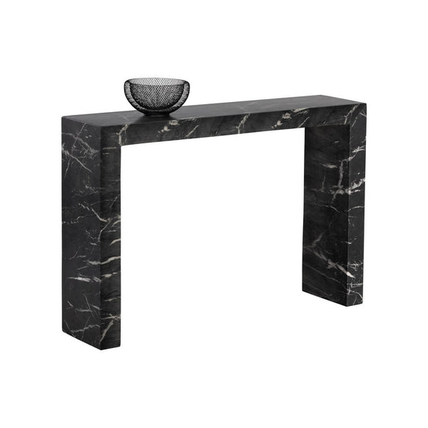 Axle Console Table - Marble Look - Black