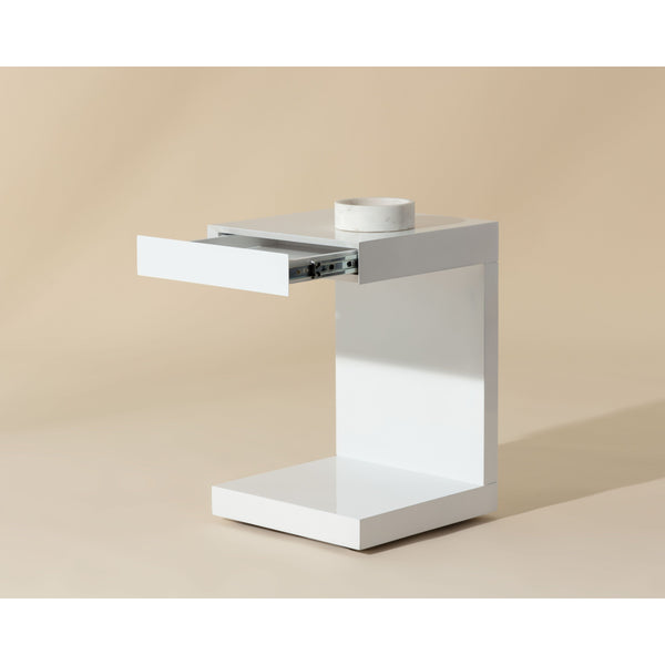 Bachelor End Table High Gloss White