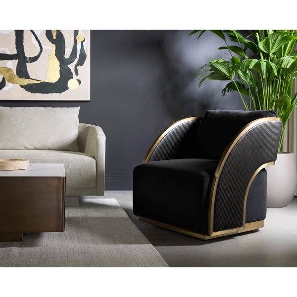Baz Swivel Lounge Chair - Abbington Black / Napa Black