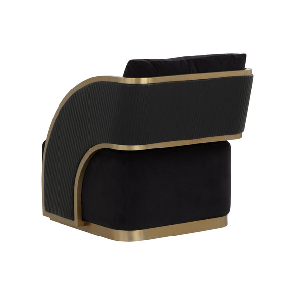 Baz Swivel Lounge Chair - Abbington Black / Napa Black