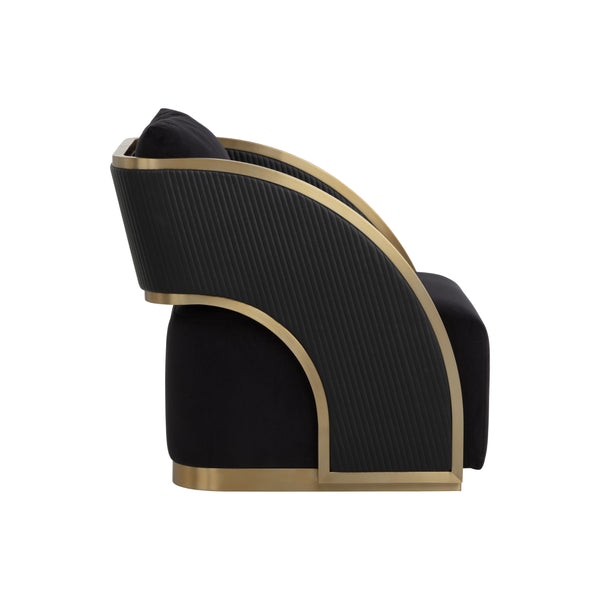 Baz Swivel Lounge Chair - Abbington Black / Napa Black