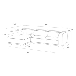 Beau Sofa Chaise Laf - Lucia Tobacco Leather