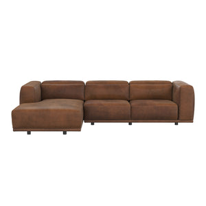 Beau Sofa Chaise Laf - Lucia Tobacco Leather
