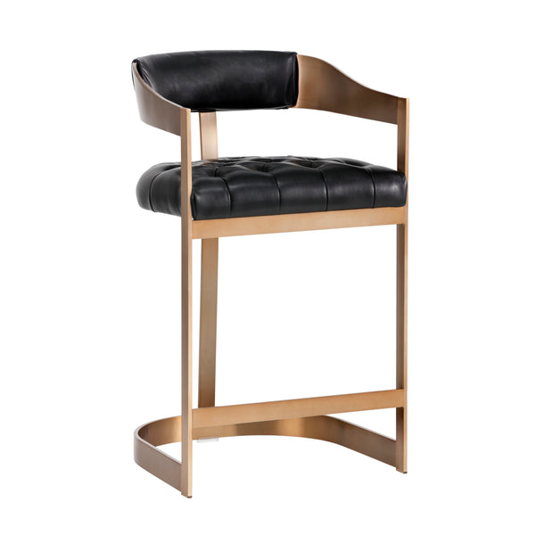 Beaumont Counter Stool - Antique Brass - Cantina Black