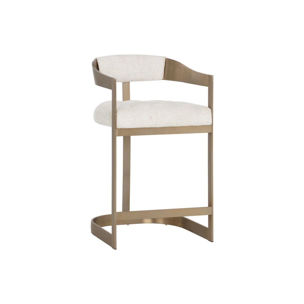 Beaumont Counter Stool - Antique Brass - Rhea Light Barley