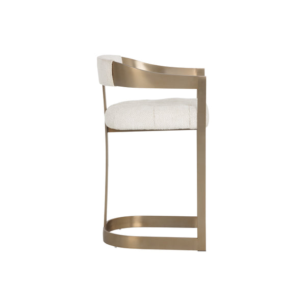 Beaumont Counter Stool - Antique Brass - Rhea Light Barley