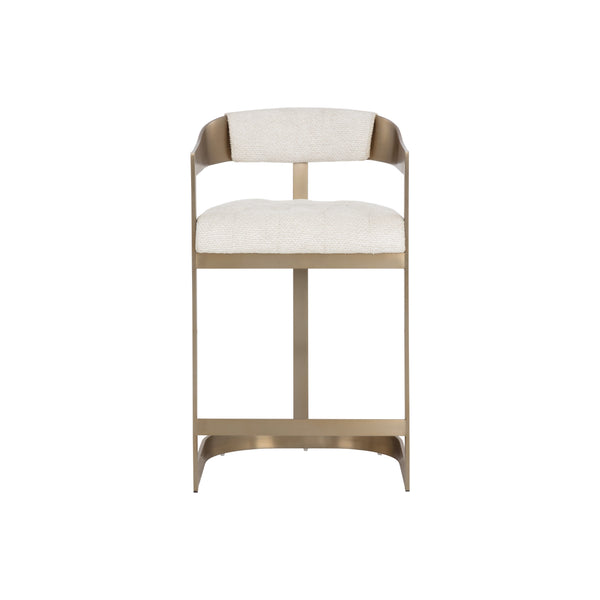 Beaumont Counter Stool - Antique Brass - Rhea Light Barley