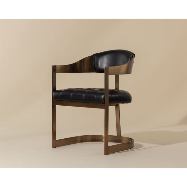 Beaumont Dining Armchair - Antique Brass - Cantina Black