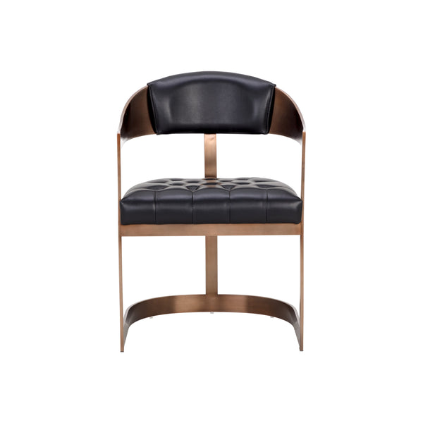 Beaumont Dining Armchair - Antique Brass - Cantina Black