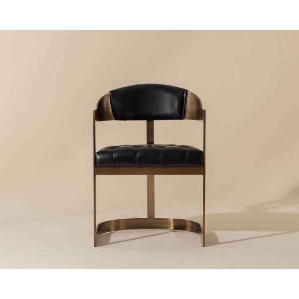 Beaumont Dining Armchair - Antique Brass - Cantina Black