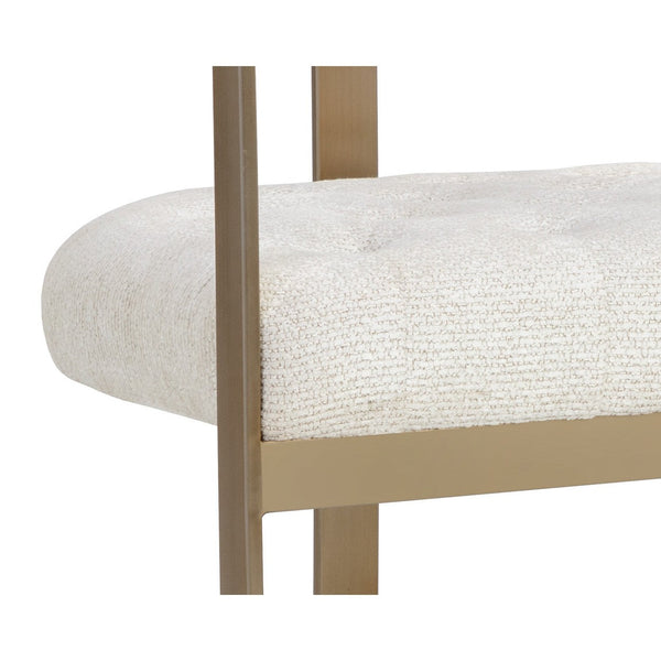 Beaumont Dining Armchair - Antique Brass - Rhea Light Barley