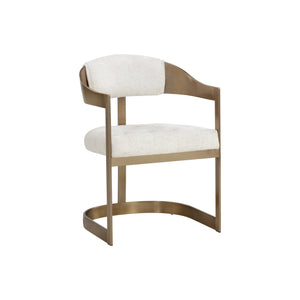 Beaumont Dining Armchair - Antique Brass - Rhea Light Barley