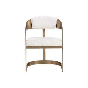 Beaumont Dining Armchair - Antique Brass - Rhea Light Barley