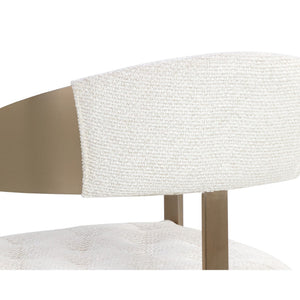 Beaumont Dining Armchair - Antique Brass - Rhea Light Barley