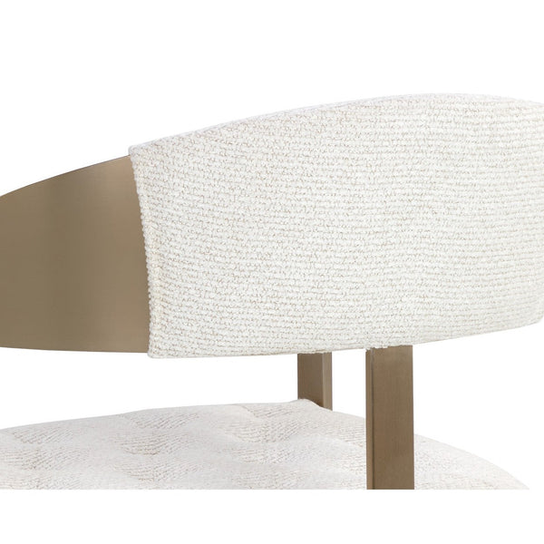 Beaumont Dining Armchair - Antique Brass - Rhea Light Barley