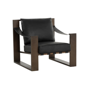 Berke Lounge Chair - Antique Bronze - Charcoal Black Leather