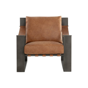 Berke Lounge Chair - Gunmetal - Tan Leather