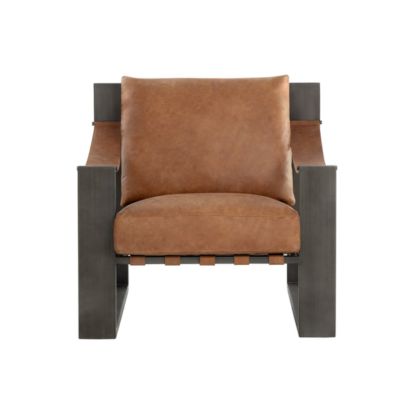 Berke Lounge Chair - Gunmetal - Tan Leather