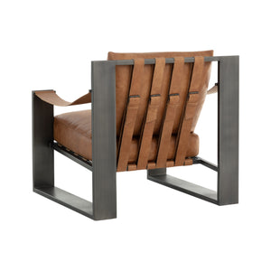 Berke Lounge Chair - Gunmetal - Tan Leather