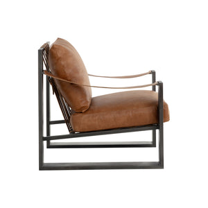 Berke Lounge Chair - Gunmetal - Tan Leather