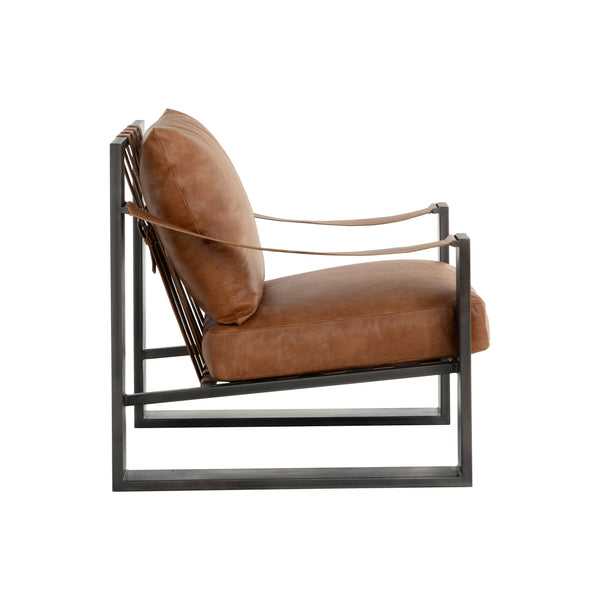 Berke Lounge Chair - Gunmetal - Tan Leather