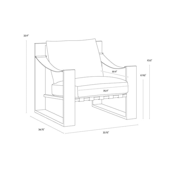 Berke Lounge Chair - Gunmetal - Tan Leather