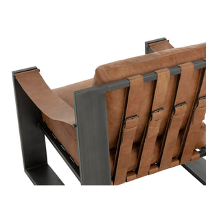 Berke Lounge Chair - Gunmetal - Tan Leather