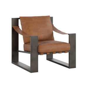 Berke Lounge Chair - Gunmetal - Tan Leather