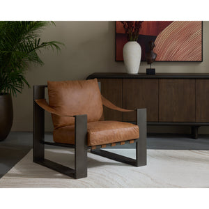 Berke Lounge Chair - Gunmetal - Tan Leather
