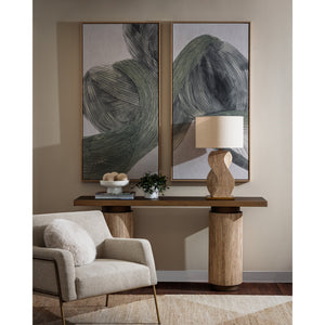 Bloom And Flow (Set Of 2) - 30" X 60" - Natural Floater Frame