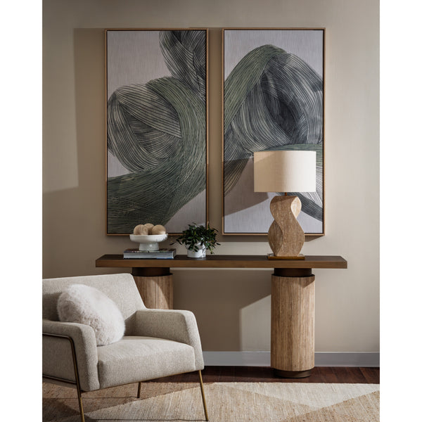 Bloom And Flow (Set Of 2) - 30" X 60" - Natural Floater Frame