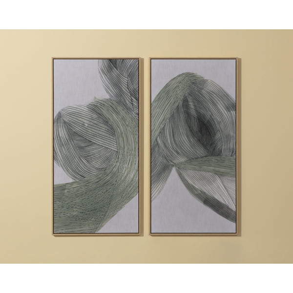 Bloom And Flow (Set Of 2) - 30" X 60" - Natural Floater Frame