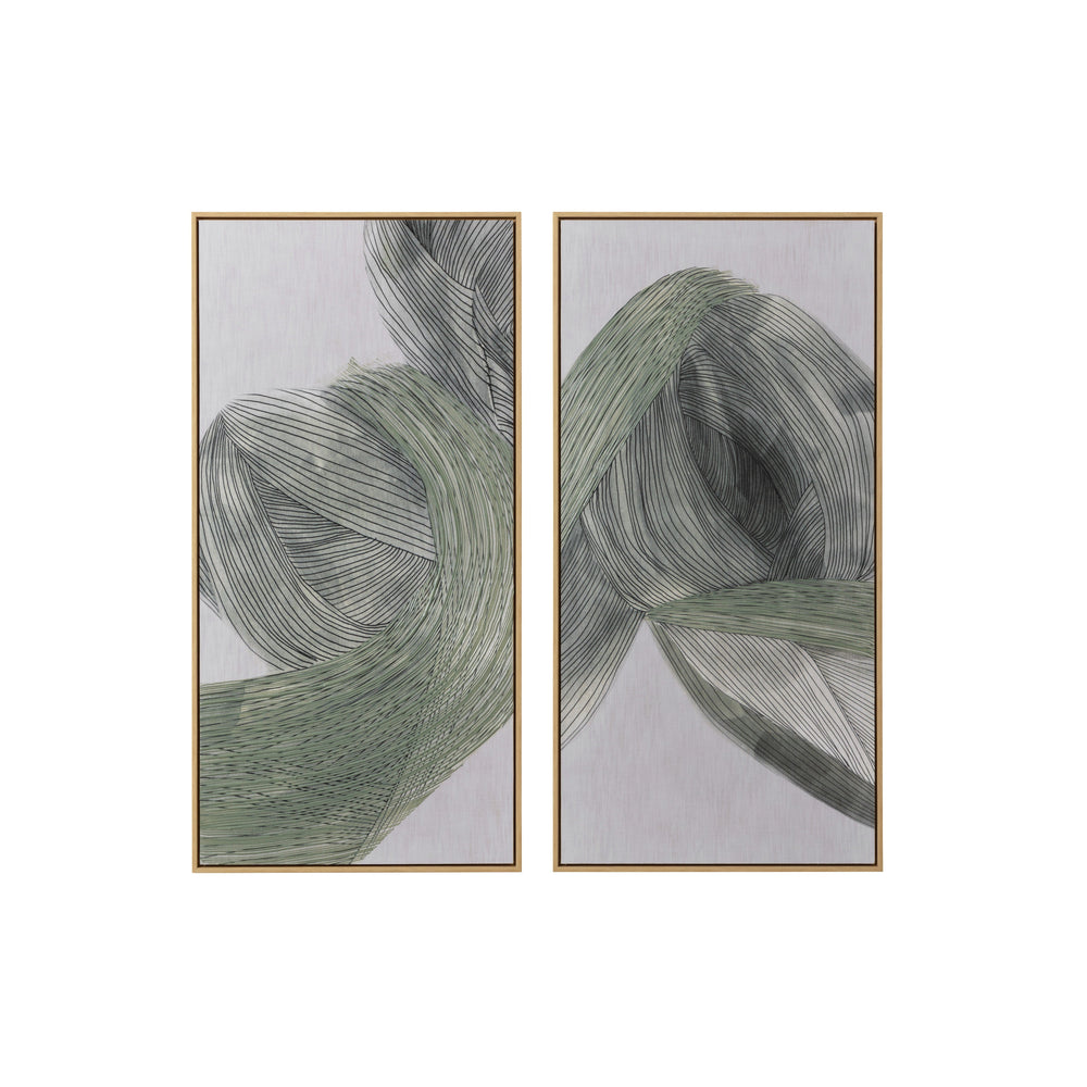 Bloom And Flow (Set Of 2) - 30" X 60" - Natural Floater Frame