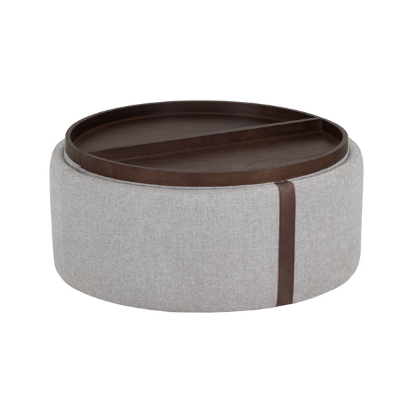 Borelli Wheeled Storage Ottoman - Belfast Heather Grey / Autumn Chestnut