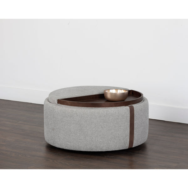 Borelli Wheeled Storage Ottoman - Belfast Heather Grey / Autumn Chestnut