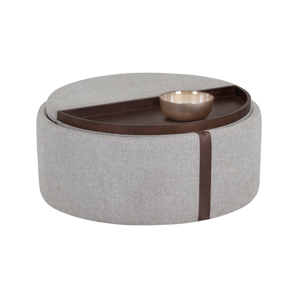 Borelli Wheeled Storage Ottoman - Belfast Heather Grey / Autumn Chestnut