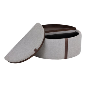 Borelli Wheeled Storage Ottoman - Belfast Heather Grey / Autumn Chestnut