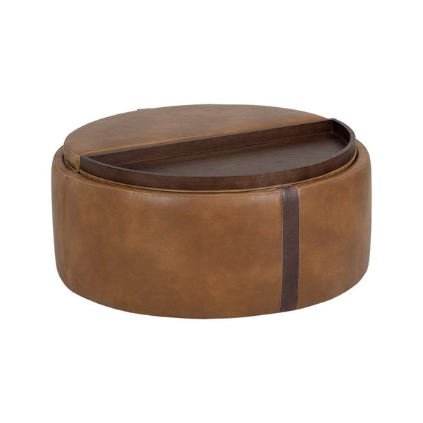 Borelli Wheeled Storage Ottoman - Tobacco Tan / Autumn Chestnut