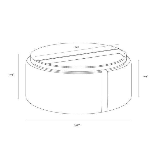 Borelli Wheeled Storage Ottoman - Tobacco Tan / Autumn Chestnut